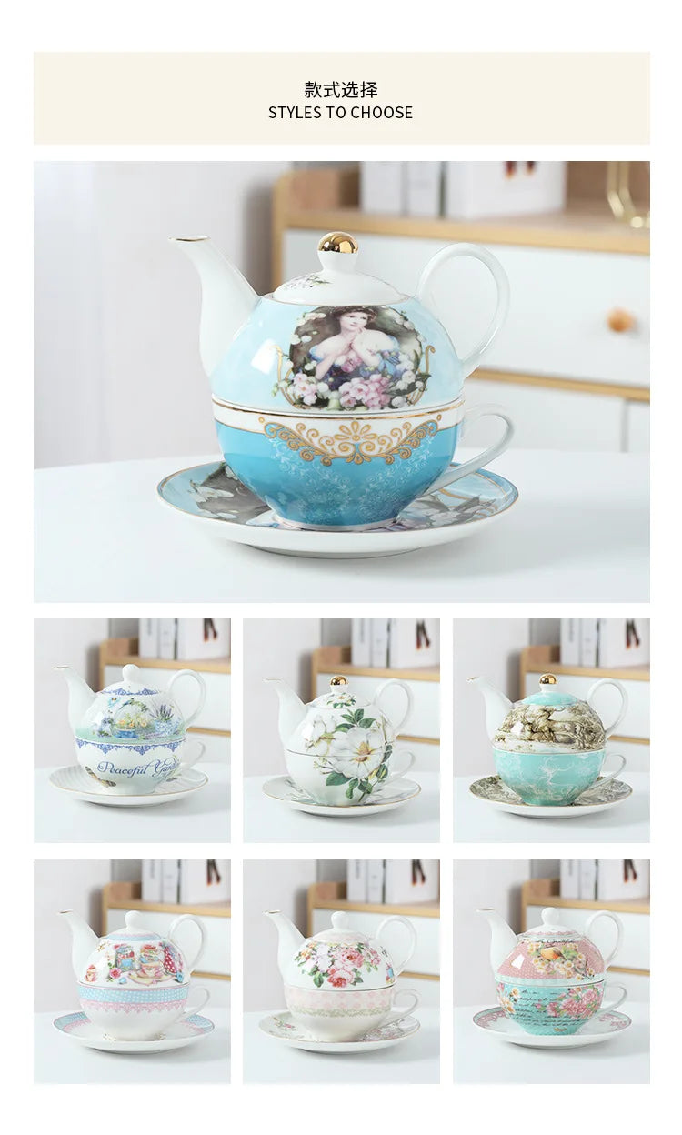 English Afternoon Tea Set, Single Person Mother-Daughter Teapot with Filter, Creative Floral Ceramic Tea Ware