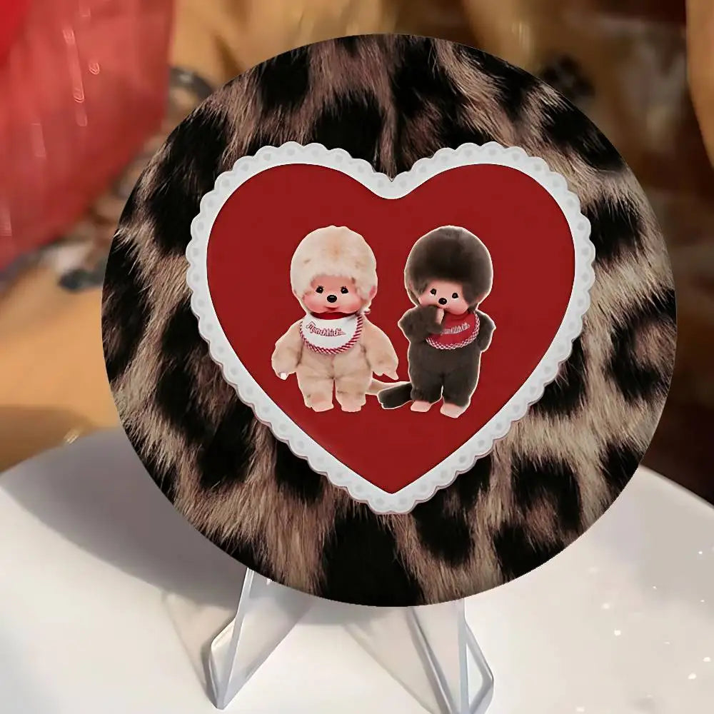 M-Monchhichi Cute Badges Fashion New Hip Hop Versatile Round Metal Badge Cartoon Pin Gift Wholesale