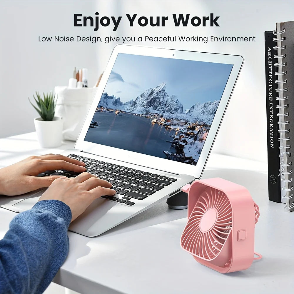 Mini Portable Fan USB Desk Fan Table Strong Airflow &Quiet Operation 3 Speed Wind 360°Rotatable Standing fans for room Home