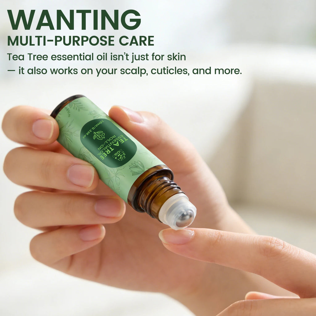 Tea tree oil is suitable for facial skin care, nail care, hair care, oil control, cleansing, and roll-on massage essential oil.