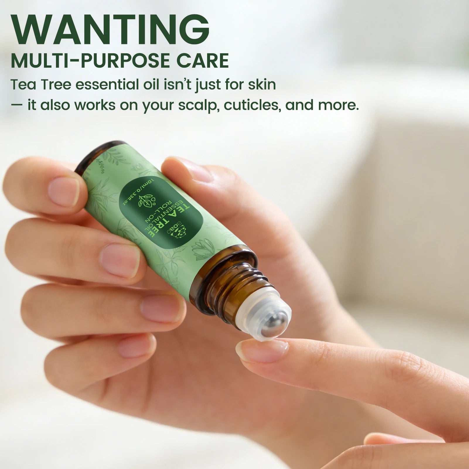Tea tree oil is suitable for facial skin care, nail care, hair care, oil control, cleansing, and roll-on massage essential oil.