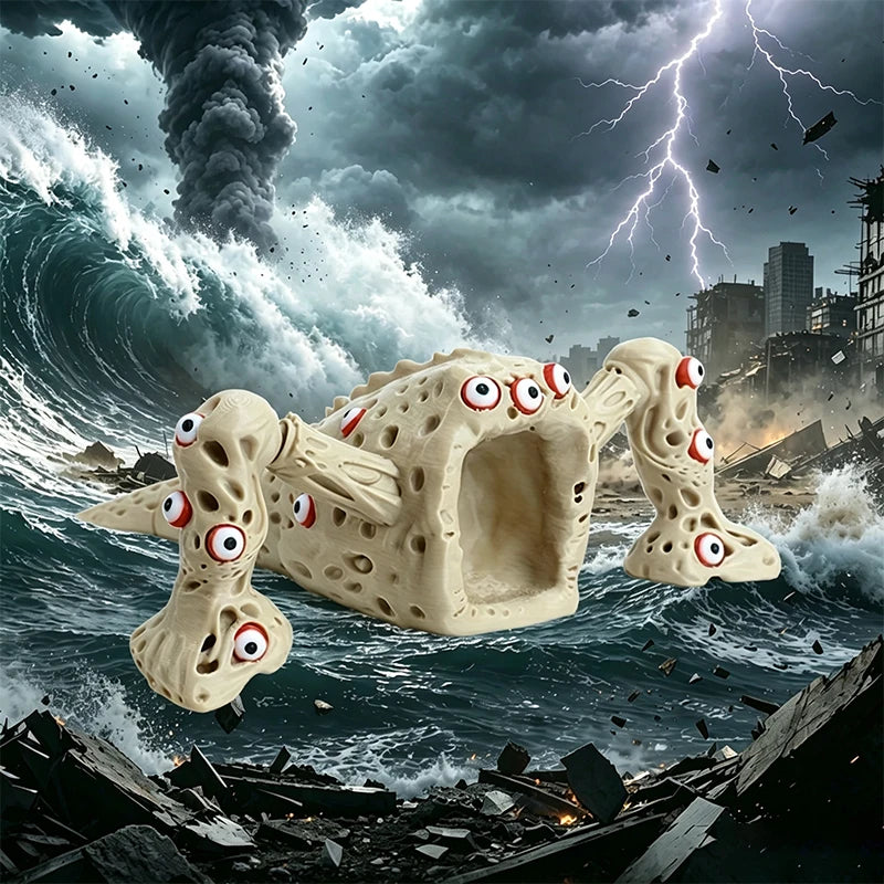 Calamity Sea Devourer 3D Printed Multi Eyes Cthulhu Monster Figurine Ocean Horror Sculpture Desktop Halloween Decor Gift
