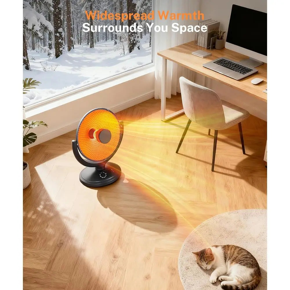 65° Oscillating 800W Radiant Heater with Thermostat, Timer, Safety Features for Indoor Use