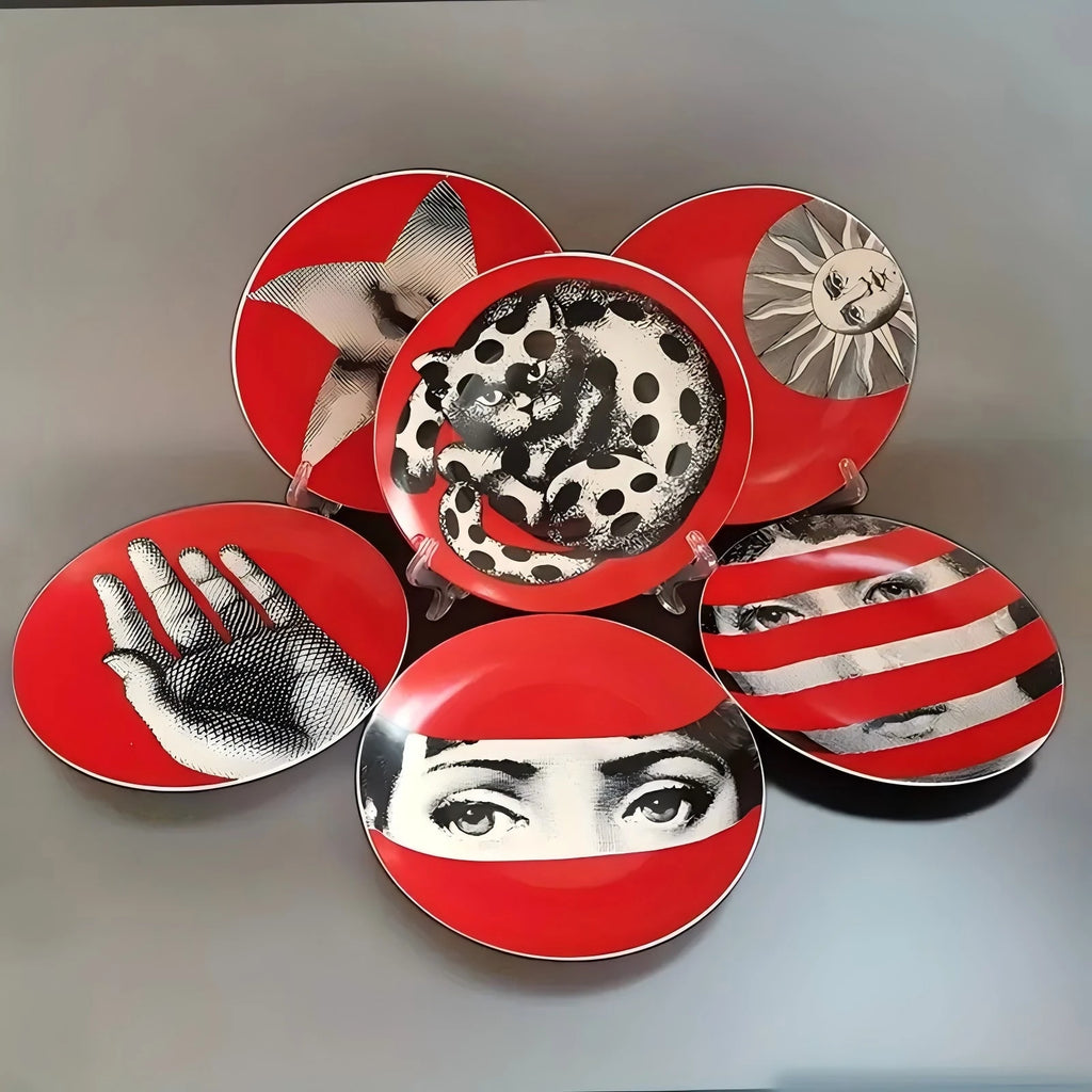 1 piece, red Italian style series - ceramic decorative panel, non food use, suitable for home, living room, holiday decoration