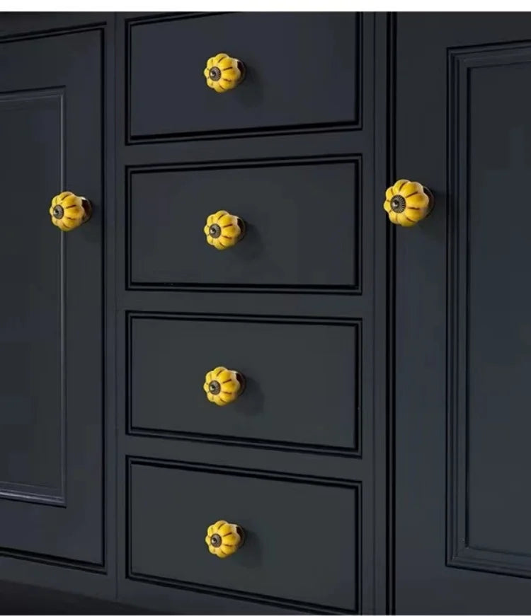 Vintage Ceramic Pumpkin Drawer Knobs Furniture Door Handles Kitchen Cabinet Pulls Closet Wardrobes Handles Accessories