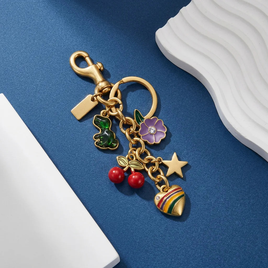 Bag Charm Vintage Metal Multi Charm Keychain Personalized Engraving Tag Handbag Decoration Gift For Women Girls