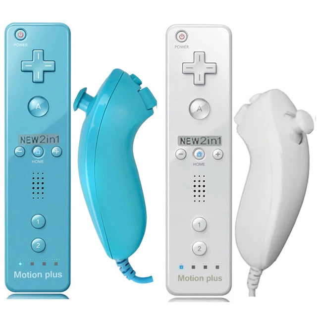 2PCS Remote Controller with Nunchuck Controller for Wii Console Wireless Gamepad with Motion Plus for  Wii Games Control