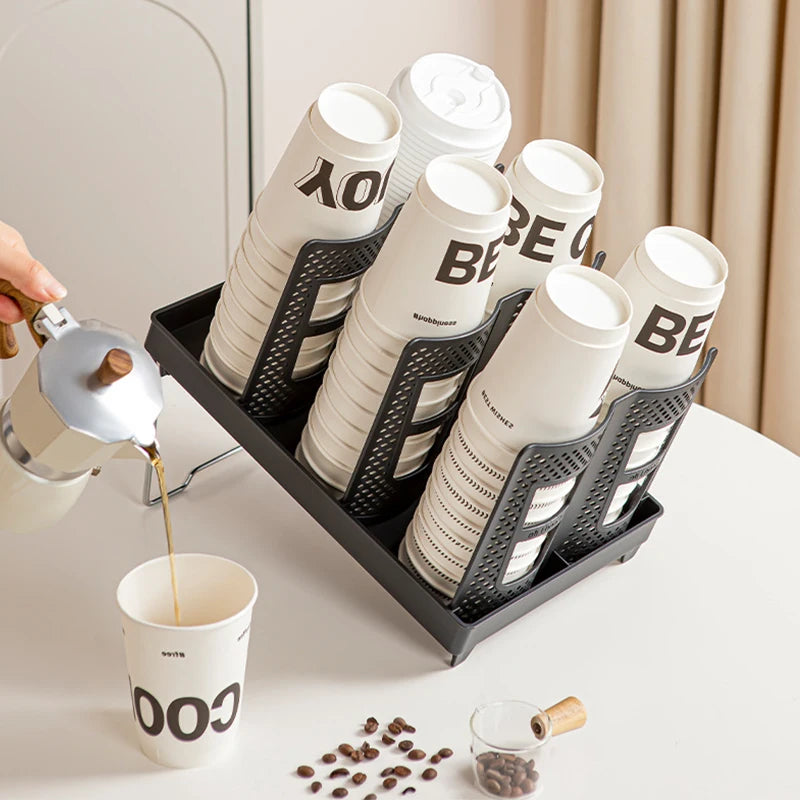 Disposable Cup Holder Coffee Paper Cup Dispenser Storage Rack Tea Shop Organizers Luxury Disposable Cup Storage Holder