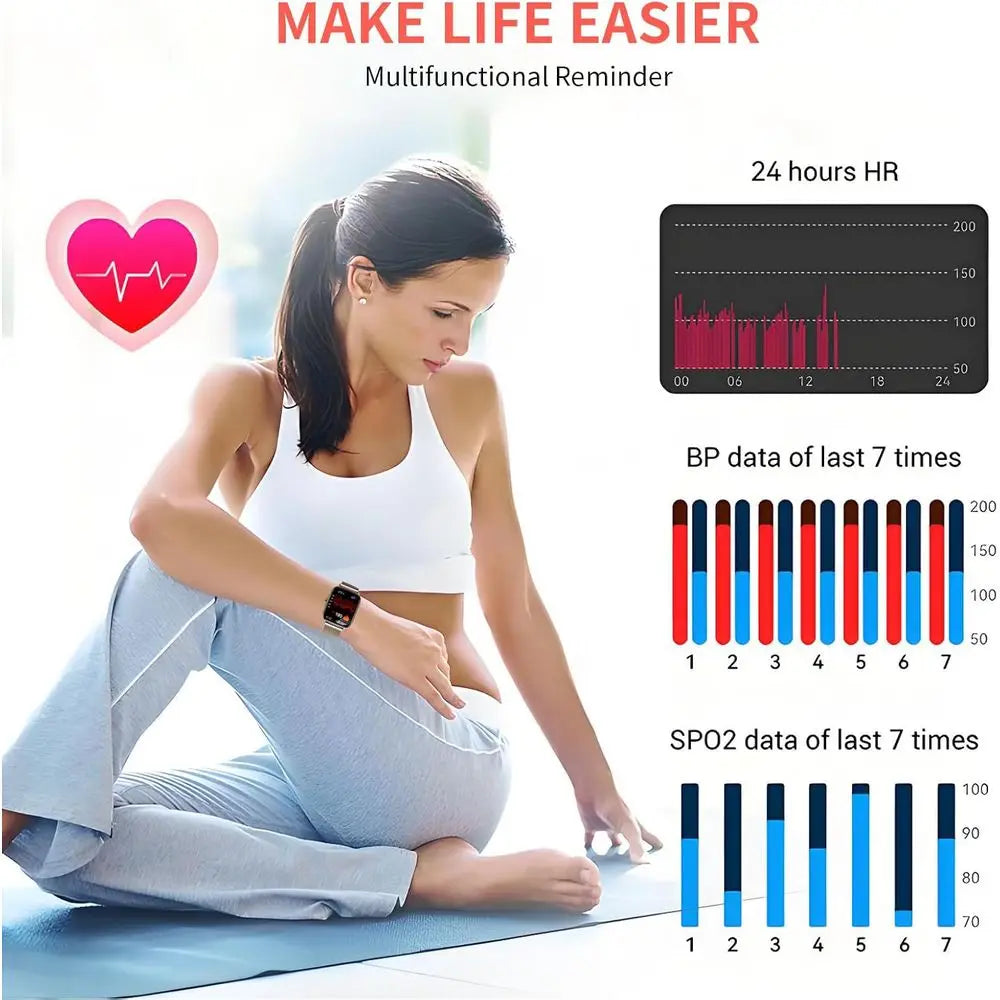 Smart Watch or Women(2 Bands), 1.85" HD itnsn with Call unction, IP68 Waterproo, 100+ Sport es, Blood Oxygen Monitor/ Heart Rate