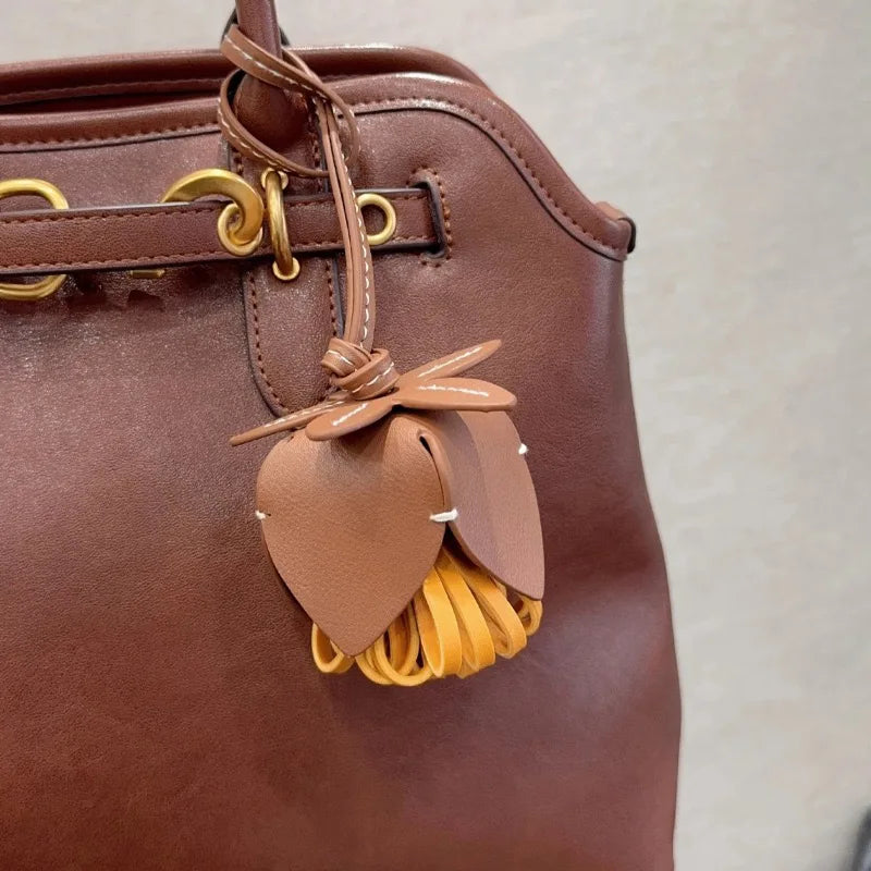 Bag Charm Flower Ball Pendant Luxury Fashion PU Leather Flower Car Pendant Decoration Bag Accessories