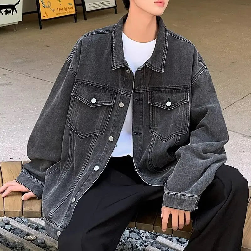 Denim Jackets for Men Baggy Vintage Personality Safari Style Trendy Urban Street Style Handsome Pockets Outwear American  Hombre