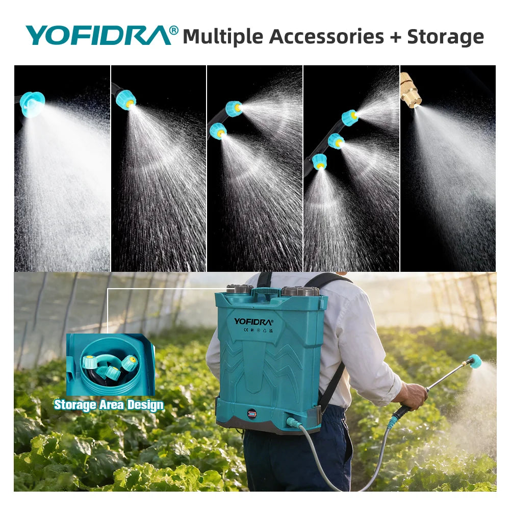 YOFIDRA 20L Electric Sprayer High Capacity Yard Lawn Spraying Irrigation Backpack Sprayer Power Tools for Makita Battery Pin