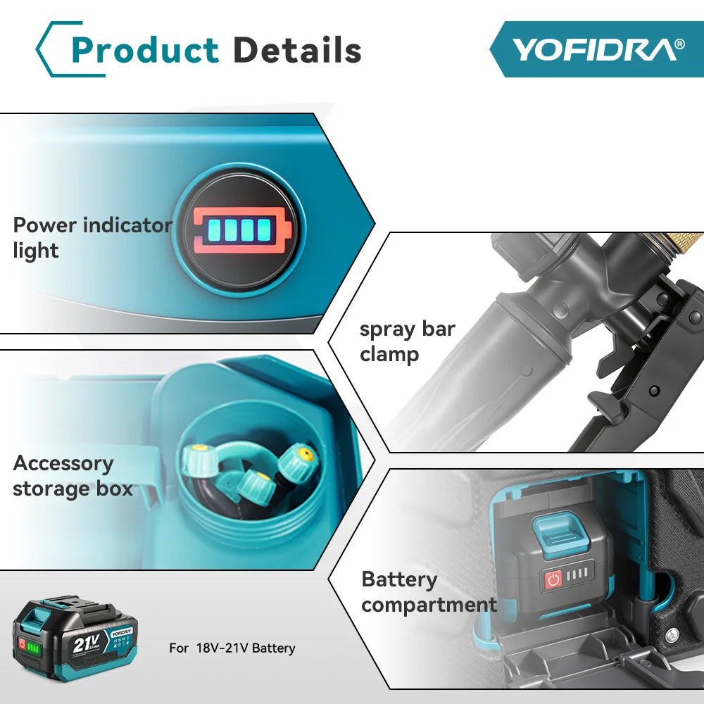 YOFIDRA 20L Electric Sprayer High Capacity Yard Lawn Spraying Irrigation Backpack Sprayer Power Tools for Makita Battery Pin