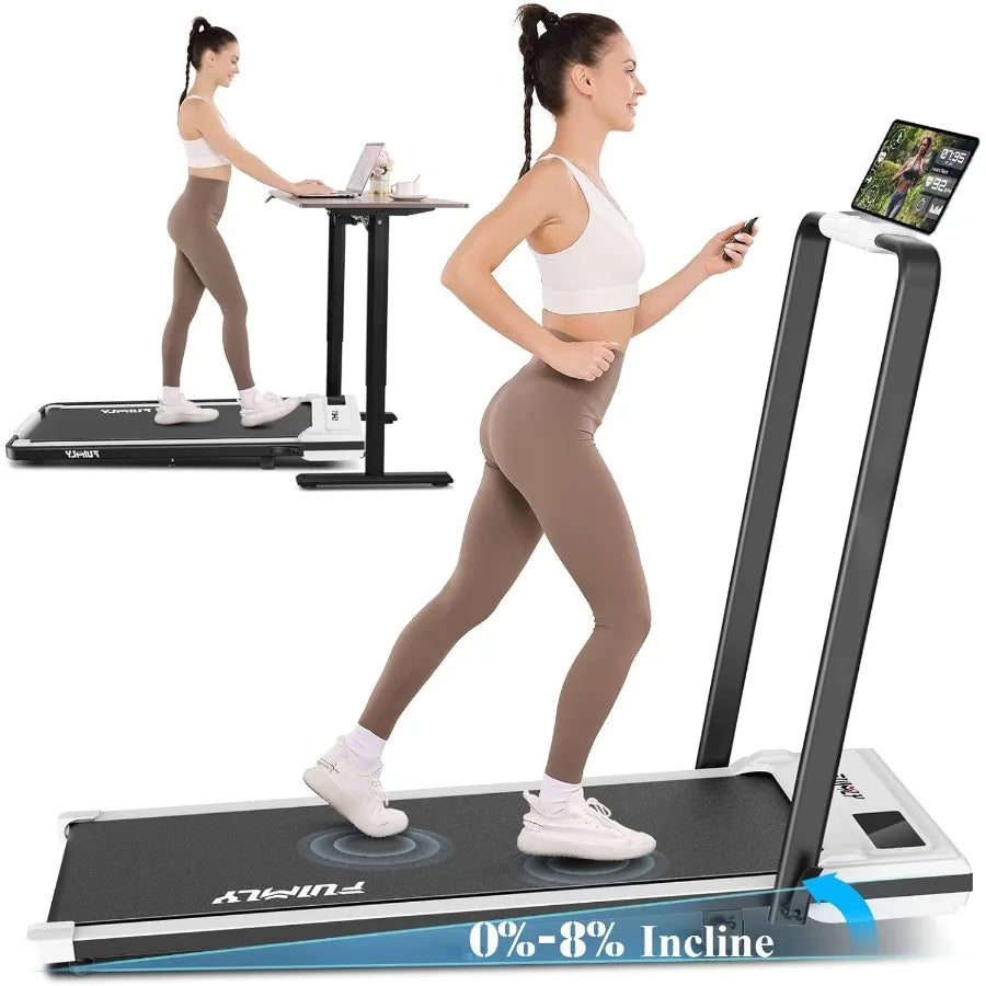 Folding Treadmill with Incline 4in1 Foldable Walking Pad with Handle Bar for Under Desk Use in Home Office Walking Pad with 300