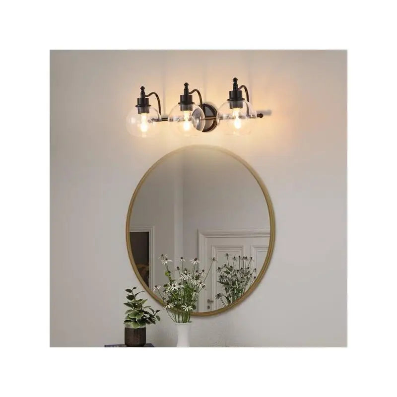 3-Light Brushed Gold Bathroom Vanity Light Fixture, 22-Inch Modern Wall Lighting Over Mirror with Clear Glass Shades for Living