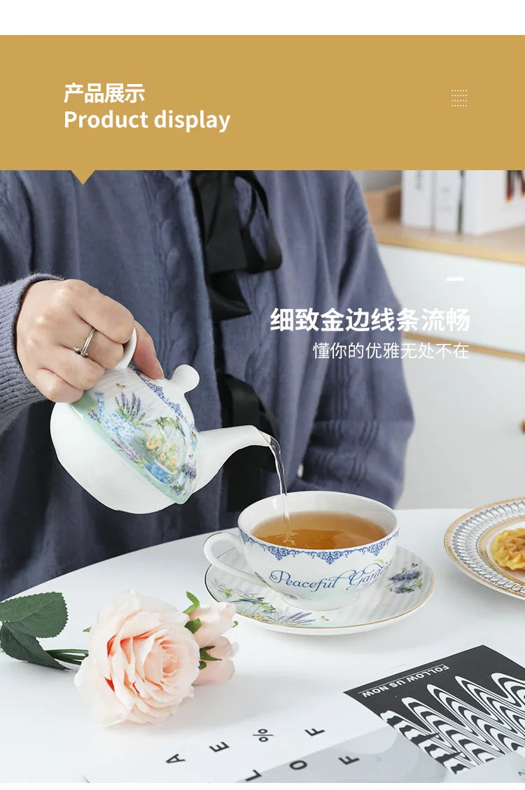 English Afternoon Tea Set, Single Person Mother-Daughter Teapot with Filter, Creative Floral Ceramic Tea Ware
