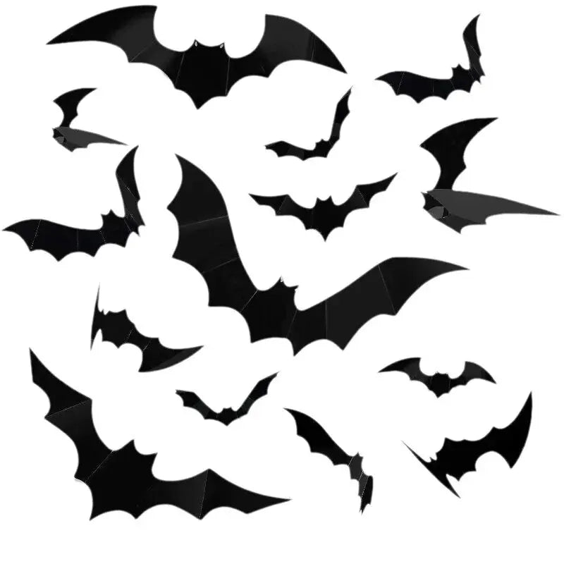 3D Black PVC Bat Wall Stickers Halloween Decorations Scary Party Props DIY Home Bar Room Decoration for Spooky Halloween Night