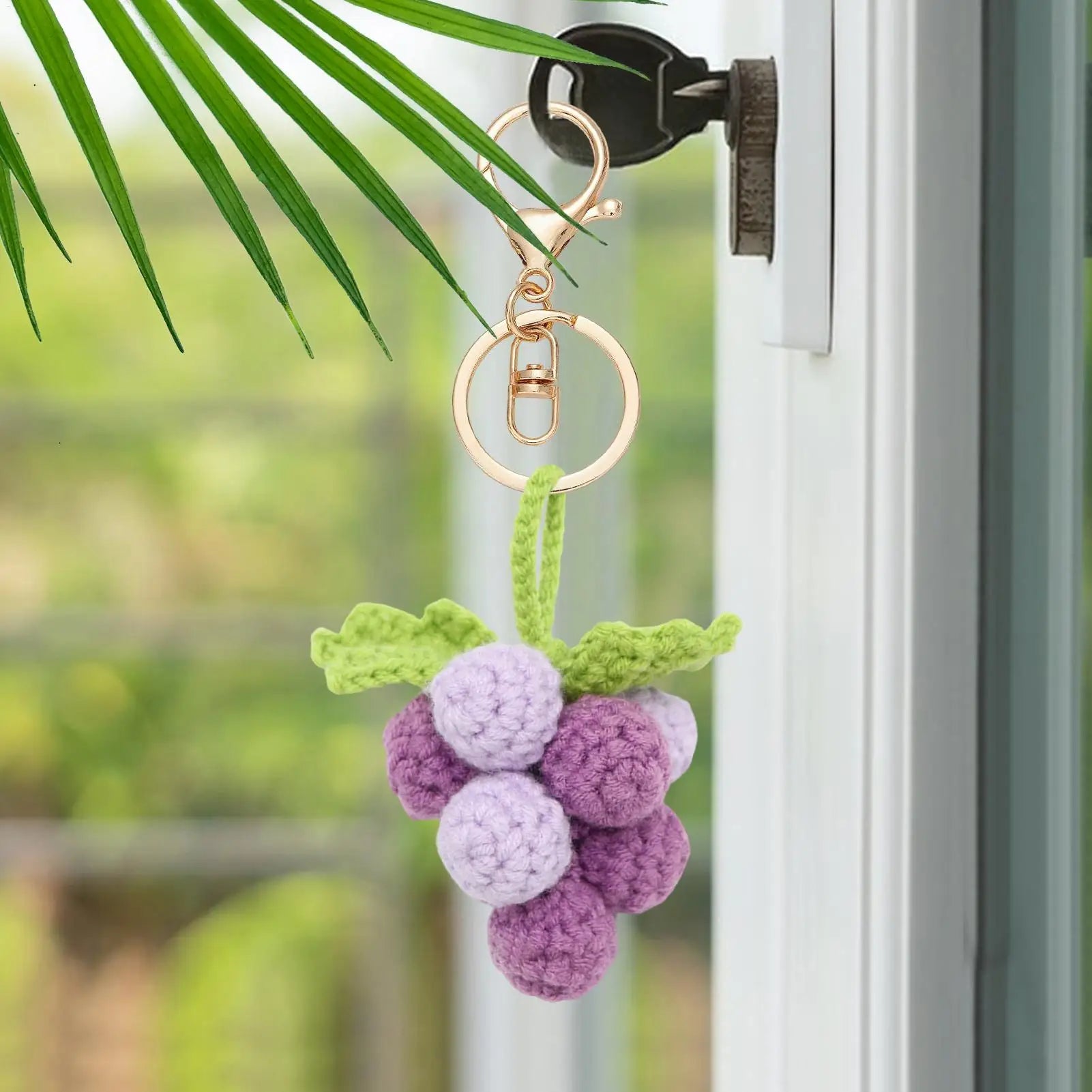Grape Charms Cute Handcrafted Crochet Ornament Decor Small Bag Charm for Handbag Tote Backpack Keychain Car Women Girls