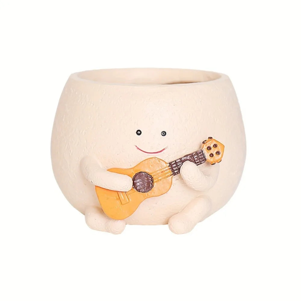 Guitar Succulent Flowerpot Office Study Decoration Unstress Creative and Cute Green Plant Decorations