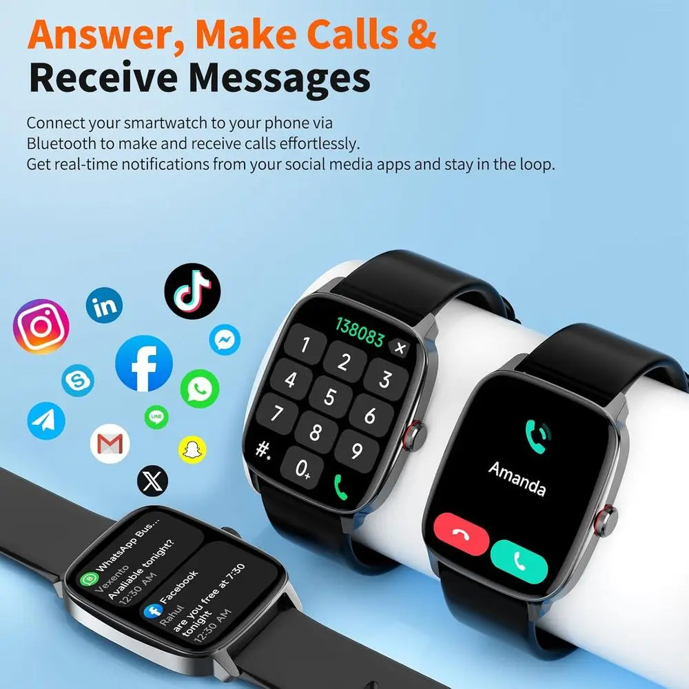Smart Watch or Men & Women with Bluetooth Calling, 1.85" Touchsn itn, Heart Rate & Sleep Monitor, 100+ Sports es, IP68 Waterproo