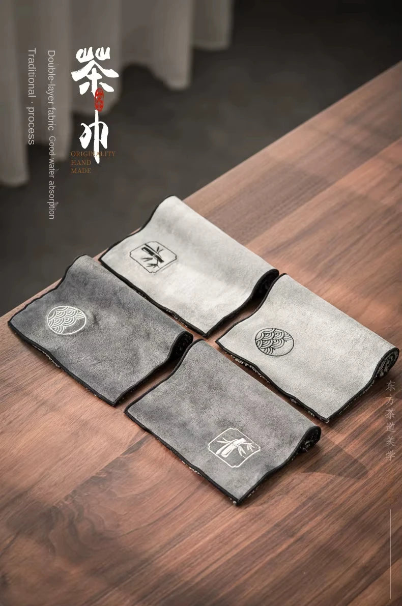 Water Absorption Tea Towel Tea Cloth Thickened Coffee Table Cloth Zen Teaware Towel Cotton Linen Rag Pad Tea Table Accessories