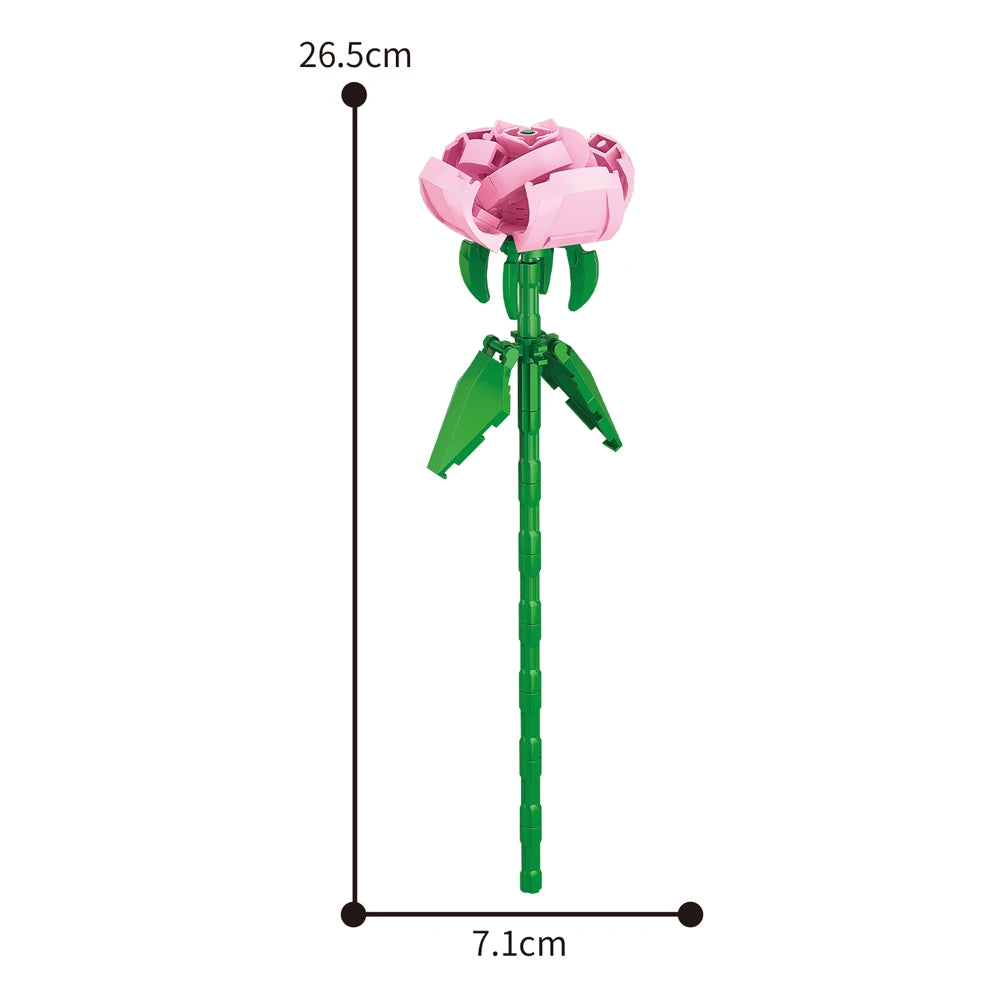 Creativity Potted Plants Bouquet Rose Lily Flower Home Desk Plant Decoration Assemble Building Blocks Bricks Toys Girls Gift