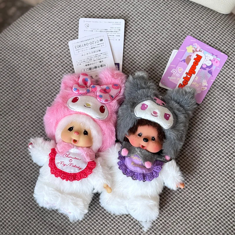 Monchhichi Keychain Kawaii Keychains for Bags Monchhichi Doll Hanging Pendants Children's Day Birthday Gift 몬치치