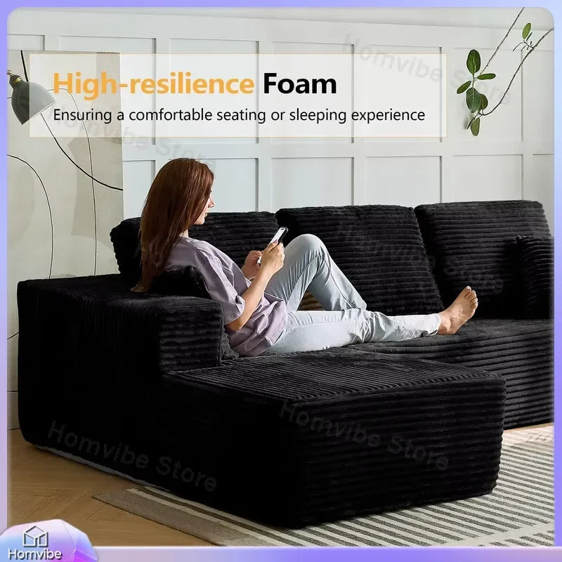 Modern L Shaped Convertible Sofa Bed 3 Seater Compressed Flat Pack Living Room Furniture Set Sofa for Small Spaces