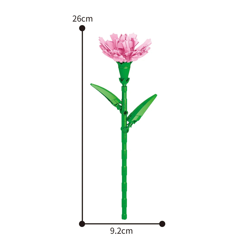 Creativity Potted Plants Bouquet Rose Lily Flower Home Desk Plant Decoration Assemble Building Blocks Bricks Toys Girls Gift