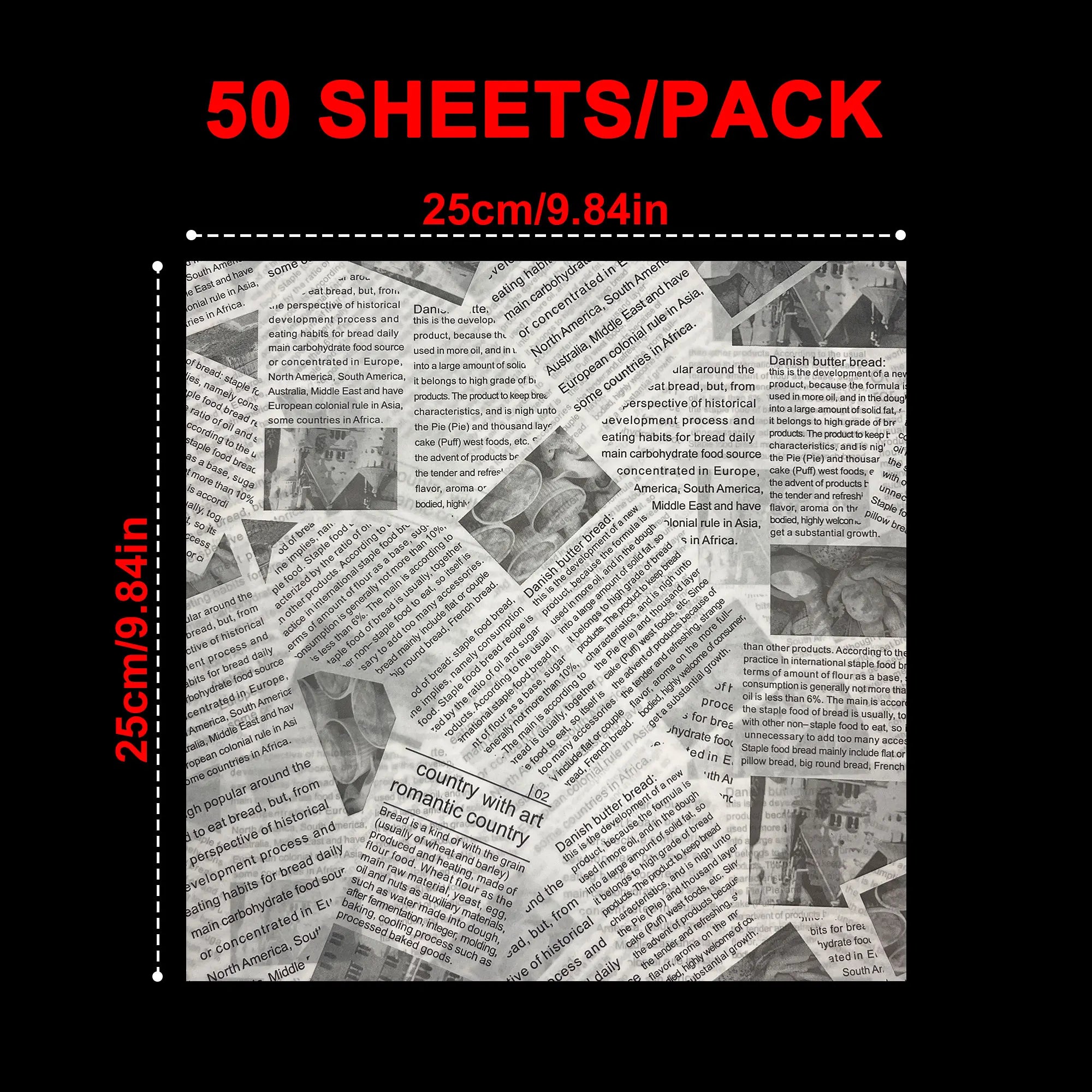 Wax Paper Sheets Grease Resistant Tray Basket Liners Newsprint Paper Water and Grease Proof Sandwich Wrapping Paper for Food
