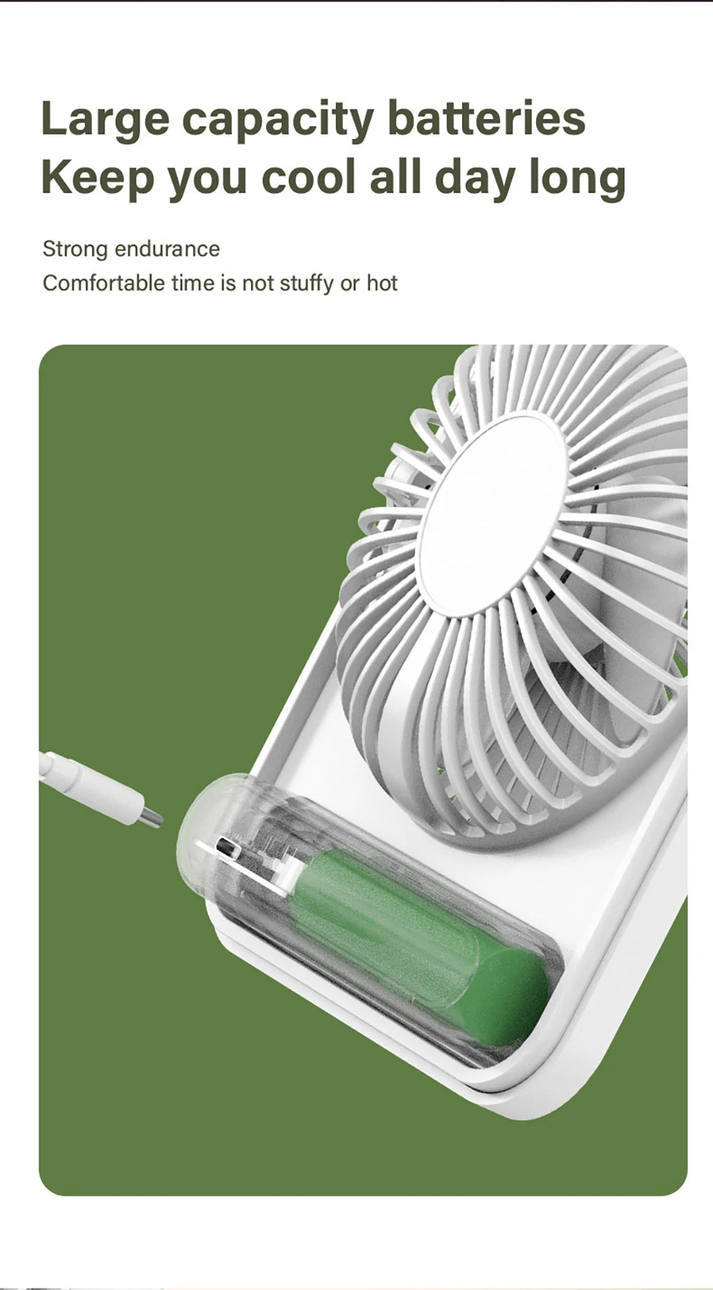 Mini Portable Fan USB Desk Fan Rechargeable Table Fan Small Wall Mounted Ceiling Fan 5 Speeds Powerful Wind Foldable Camping Fan