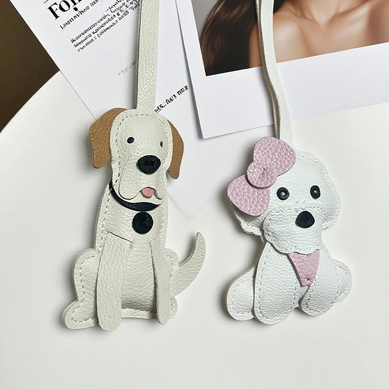 [HS][HS]1Pc New Cute Bichon Frise Labrador Retriever Dog Charms Cute DIY Lanyard Leather Dog Bag Charms