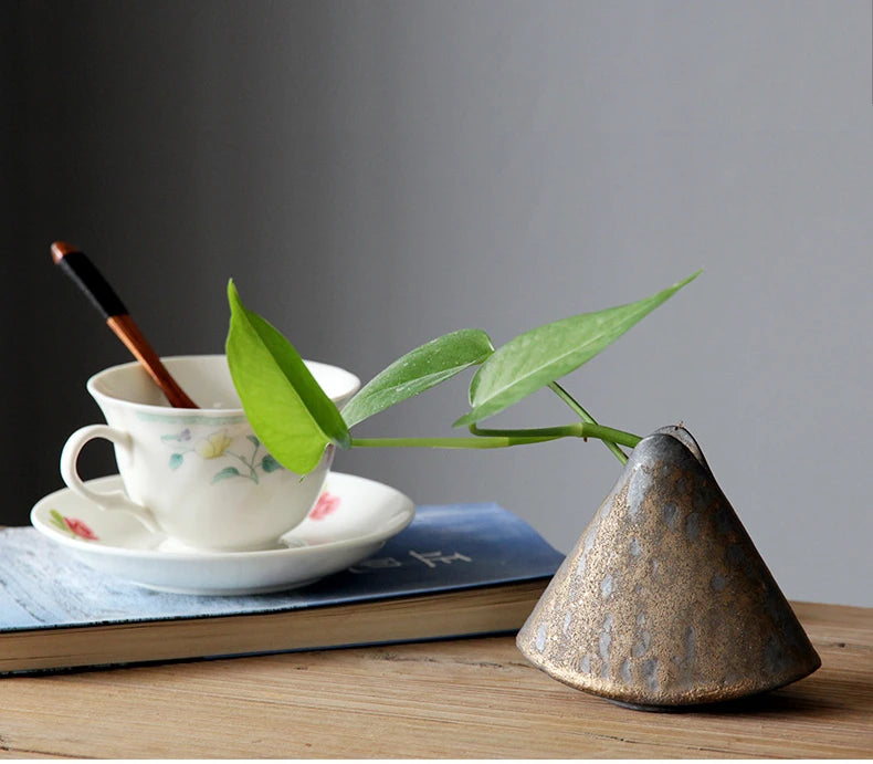 Rough Pottery Vase Ornaments Retro Tea Ceremony Flower Ware  Zen Flower Arrangement Ceramic Tabletop Vase Decorative Ornaments