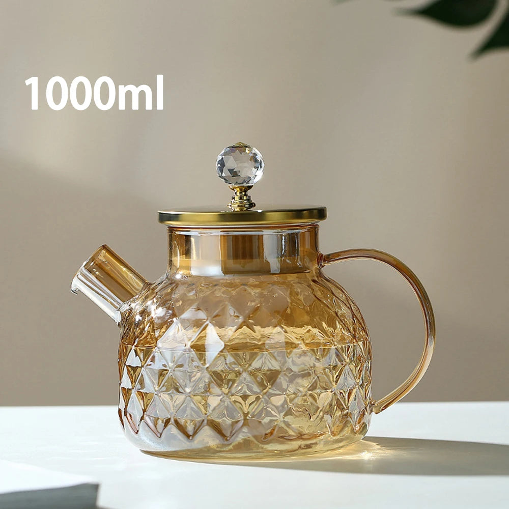 Borosilicate Glass Teapot Stovetop Safe,1000ml/1800ml Tea pot, for Loose Leaf Teas Fruit Teas Fragrant Tea