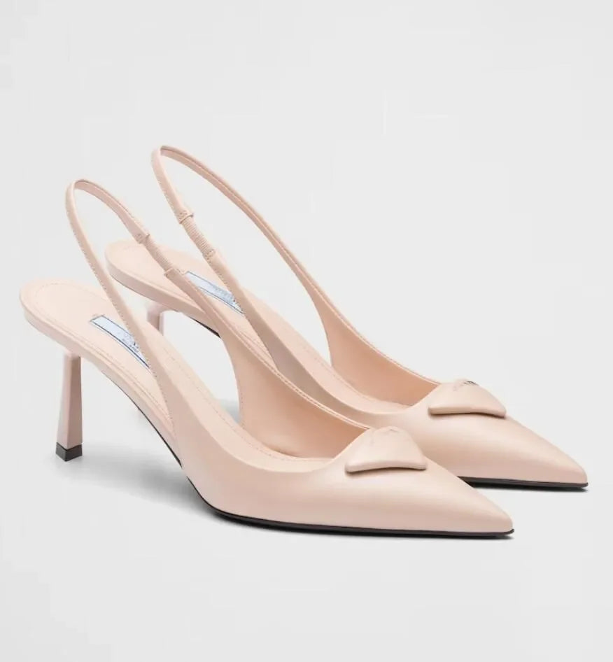 Luxury Women Sandals Shoes Patent Leather Slingback Pointed Toe Elegant Bridal Wedding Dress High Heels Lady Pumps Black Nude Wh