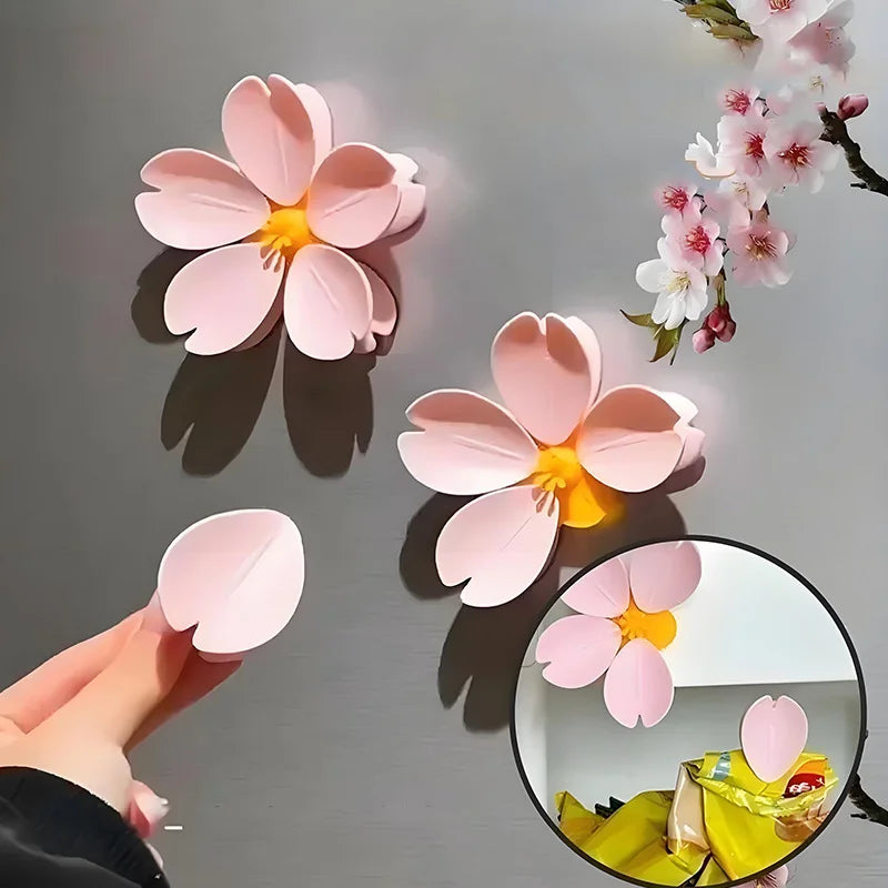 Moisture-proof Sakura Magnetic Clip Cute Style Fridge Magnet Multifunctional Snack Sealer Snack Storage Food Preservation