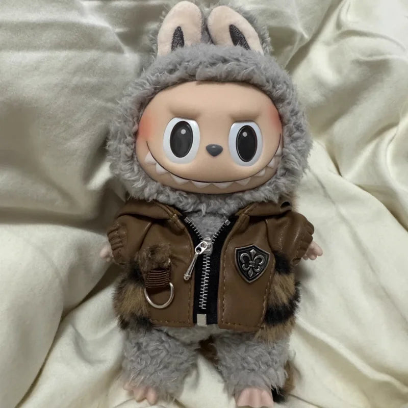 15/17cm Labubu Leather Jacket 10cm Labubu Clothes Punk Style Jacket Changing Game Clothes Labubu Accessories Ropa Labubu