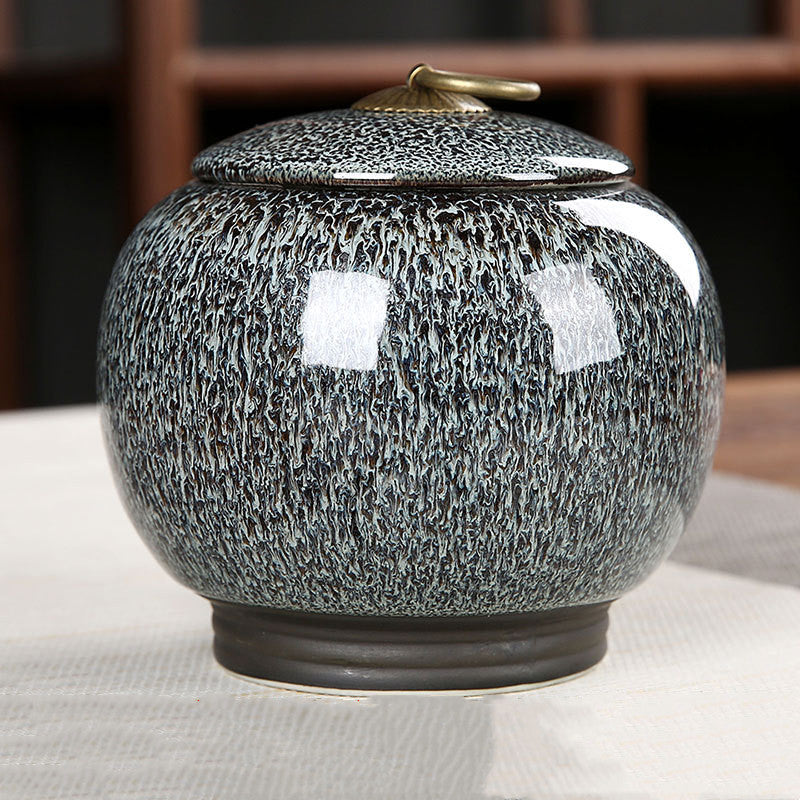 Ceramic Tea Box Tea Caddy Moisture Proof Sealed Jar Storage Tank Candy Jar Teas Container Teas Organizer Decorative Jar