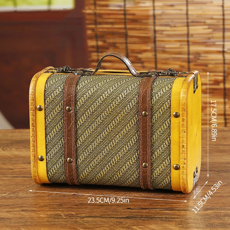 Vintage Distressed Wooden Travel Trunk  Durable Antique-Style Storage Chest for Luggage Home Decor & Retro Interiors