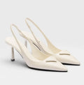 Luxury Women Sandals Shoes Patent Leather Slingback Pointed Toe Elegant Bridal Wedding Dress High Heels Lady Pumps Black Nude Wh