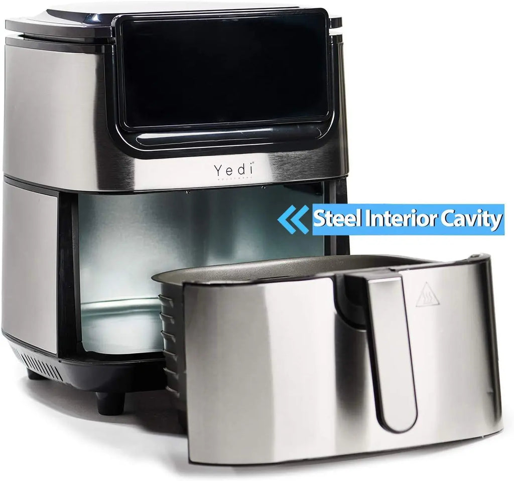 6.8 Quart Air Fryer with Ceramic Basket, Stainless-Steel Finish, Dehydration Function, and Accessory Kit