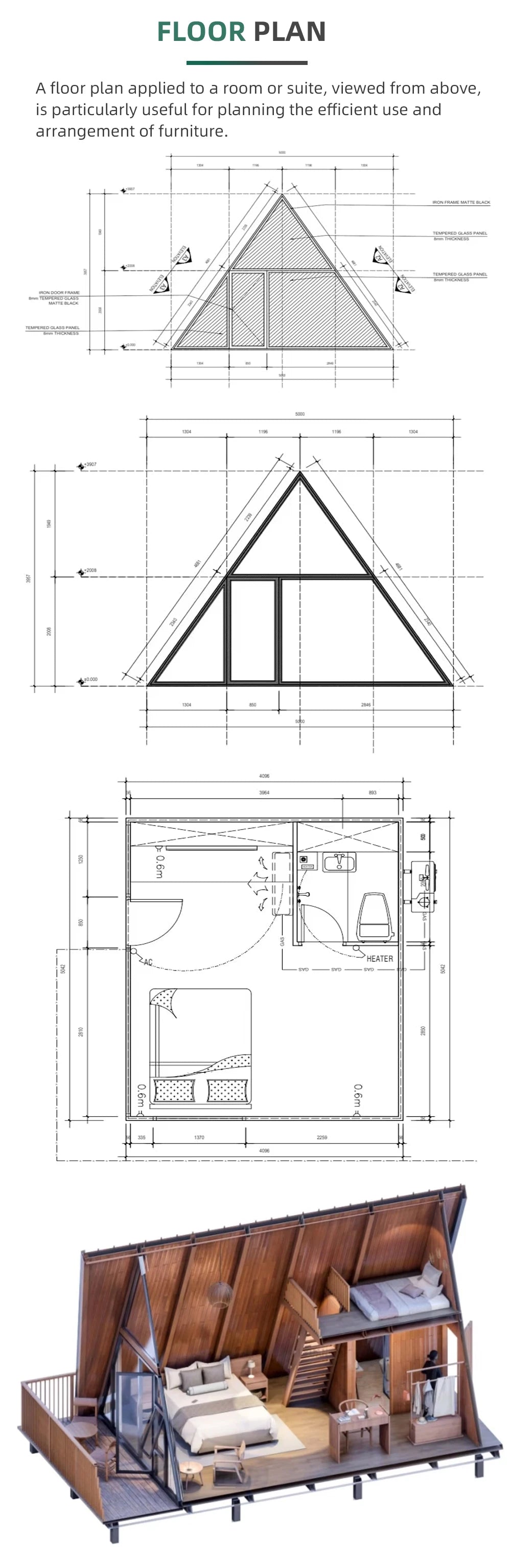 2-Story A-Frame Modern Movable Wood Cabin Prefab Triangle Tiny House for Forest B&B & Glamping Resort Customized