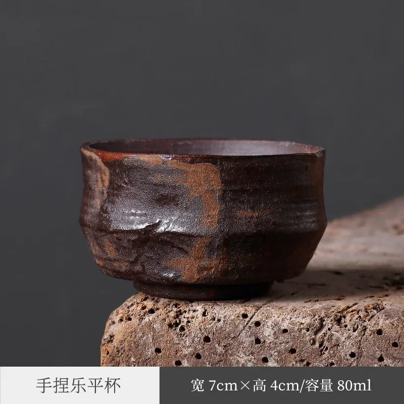 Japanese Wabi Sabi Style Rough Pottery Handmade Tea Cup Creative Retro Tea Cup Pu Erh Tea Cup