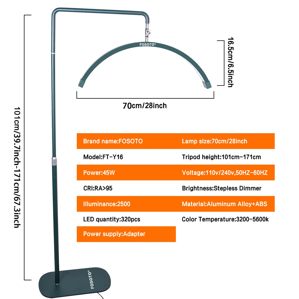 Oversea Warehouse Fast Delivery Floor LED Video Light Half-moon Shaped High Quality Fill Light For Beauty Salon Makeup