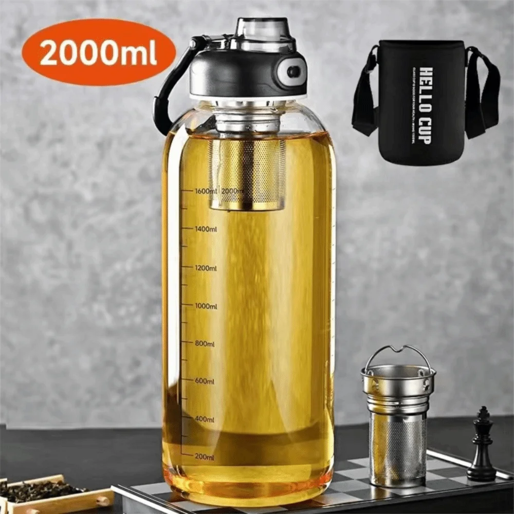 Tea Separation Glass Tea Cup Double Drinking with Handle Water Cup Large Capacity High Temperature Resistant Portable Kettle