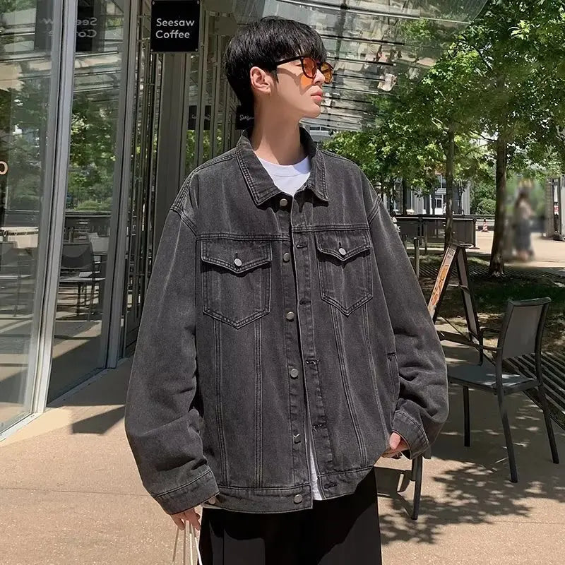 Denim Jackets for Men Baggy Vintage Personality Safari Style Trendy Urban Street Style Handsome Pockets Outwear American  Hombre