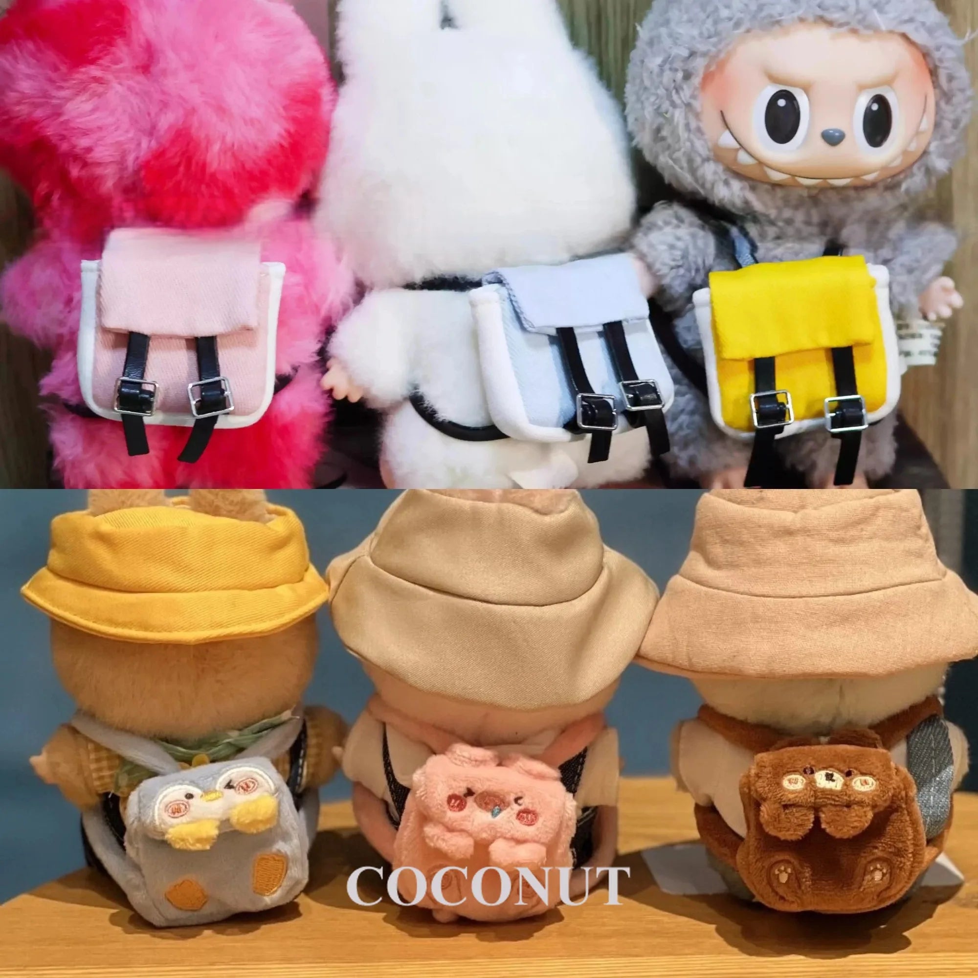 For 17cm labubu Accessories Labubu School bag Backpack Doll Accessories Labubu Clothes