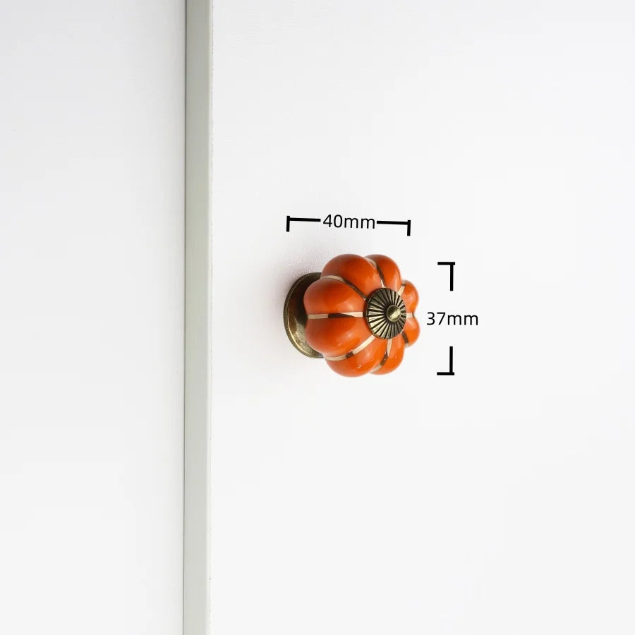 Vintage Ceramic Pumpkin Drawer Knobs Furniture Door Handles Kitchen Cabinet Pulls Closet Wardrobes Handles Accessories
