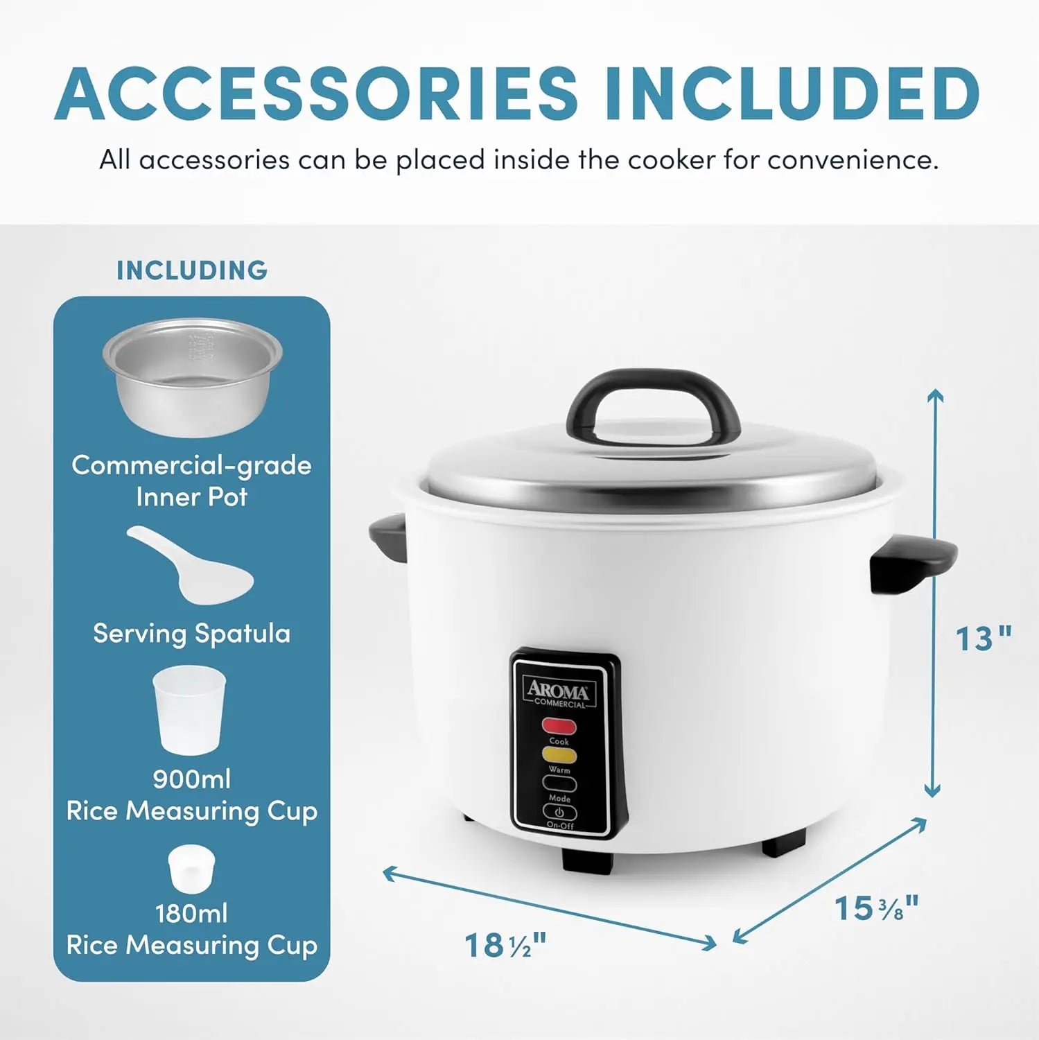 Large 60-Cup Commercial Rice Cooker with Automatic Keep Warm, Easy Cleaning