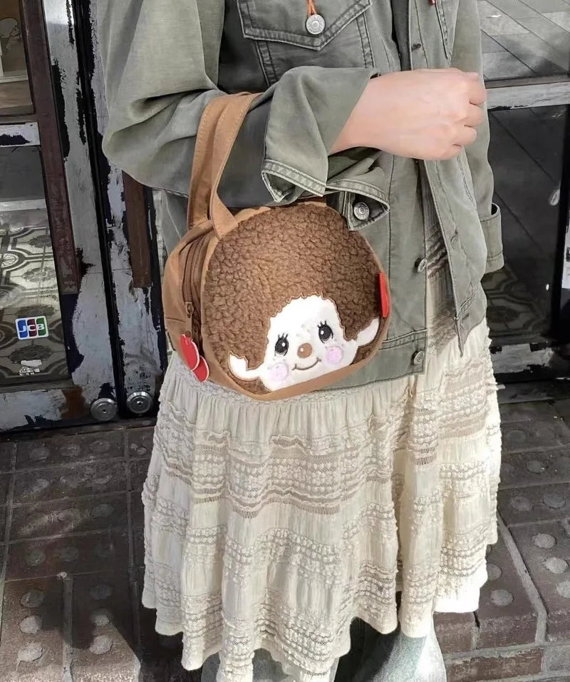Monchhichi Anime Cartoon Kawaii Plush Storage Bag Coin Purse Shopping Bag Girl's Birthday Gift